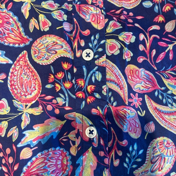 Talbots Paisley Print Cotton Button Down Top - Picture 4 of 4